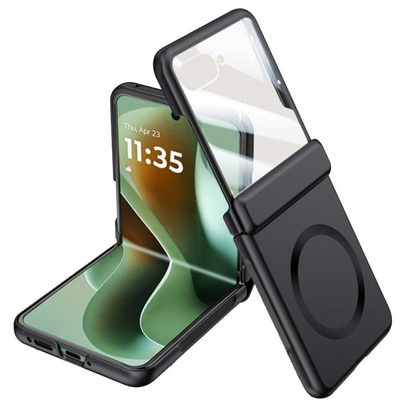 for Motorola Razr 60 Ultra / Motorola Ultra 2025 Case, Compatible with Magsafe, [Hinge Protection] Ultra-Thin Protective Case with Small Screen Protector, Hard PC, Matte Skin Friendly, Black