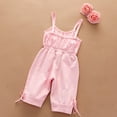 thumbnail image 4 of Lenpel Toddler Baby Girls' Sleeveless Jumpsuits Soft Cotton Spaghetti Strap Tie Waist Cami Rompers Active Overalls with Pockets 1-6 Y, 4 of 6