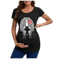 thumbnail image 2 of Women's T-Shirts Head Skeleton Halloween Pregnant European and Border Top for Expectant Women Khaki M, 2 of 4