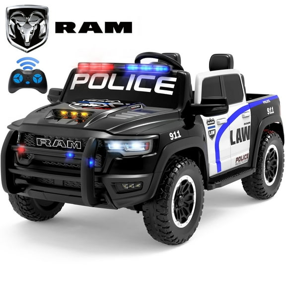 RAM RHO 1500 24V 2 Seat Ride On Car for Kids Age 3-8, Electric Car w/Remote Control, Bluetooth, MP3 Music, Lights, Powered Ride On Toy with 4 Wheels Spring Suspesion for Boys & Girls, Police