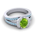 thumbnail image 3 of 2.35 Carat Wonderful Oval Cut Peridot & Aquamarine Gemstone Anniversary Ring for Ladies 18K White Gold Size 6.5 by Diamond-Capitals, 3 of 8