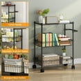 thumbnail image 4 of Kojooin Heavy Duty 3-Tier Wire Kitchen Cart – 600lbs Utility Rolling Storage Trolley with Basket Shelf & Handles, Mobile Organizer for Kitchen, Office, Bedroom, 4 of 6