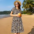 thumbnail image 4 of Fotbe Leopard Vestido Largo de Moda para Mujer, Vestido Tipo Camiseta con Manga Corta y Estilo Casual a Rayas y Bloques de Color, 4 of 6