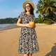 thumbnail image 4 of Fotbe Leopard Vestido Largo de Moda para Mujer, Vestido Tipo Camiseta con Manga Corta y Estilo Casual a Rayas y Bloques de Color, 4 of 6