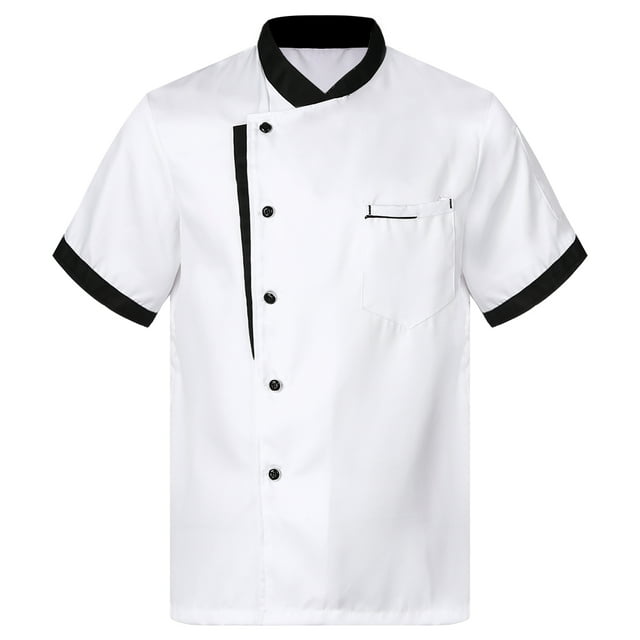 HULIJA Mens Short Sleeve Chef Jacket Chef Shirt Pockets Bakers' Work Wear Kitchen Cooking Chef Jacket Costume 12 3XL