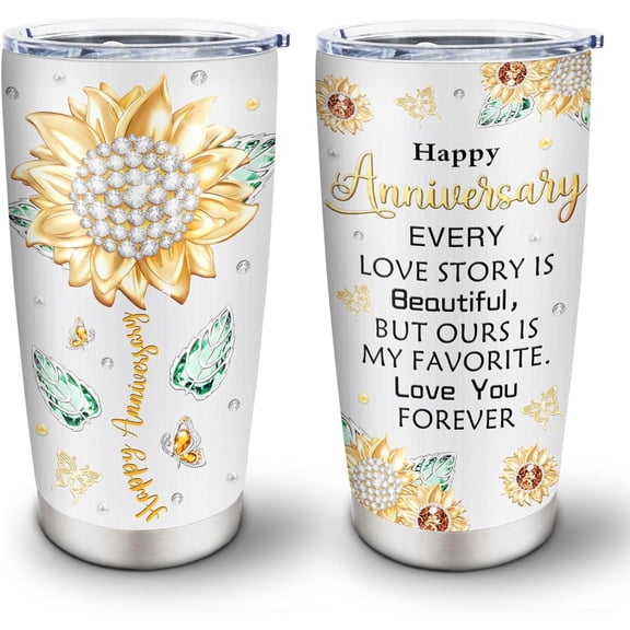 Anniversary Wedding Gift for Her Couple, Best Anniversary Romantic Gifts for Her Couple Wife Parents, Happy Anniversary Ideas Gift, Unique Anniversary Marriage Gifts Stainless Steel Tumbler 20oz