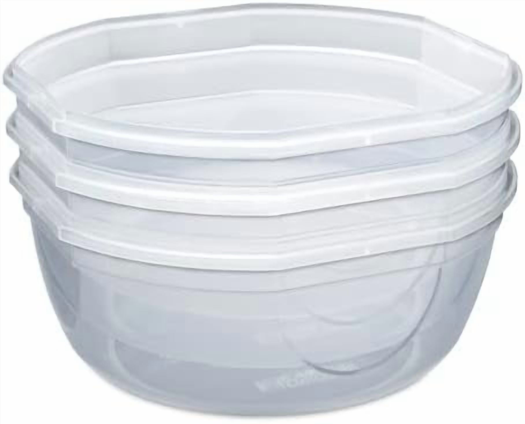 Ultra-Seal 4.7 Qt Bowl, Large Airtight Food Storage Container, Latching Lid, Microwave and Dishwasher Safe, Clear With Red Gasket, 4-Pack