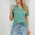 thumbnail image 4 of Women's Short Sleeve Polo Shirts Summer Collared Top Casual V Neck Loose Fit T Shirt, 4 of 8