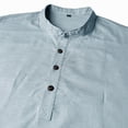 thumbnail image 5 of APEXFWDT Men's Stand Collar Cotton Linen Shirt Casual Short Sleeve Banded Collar Shirt for Vacation,XXL,Light Blue, 5 of 6