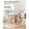 thumbnail image 6 of Sakugi Clothes Drying Rack, 2-Tier Foldable Laundry Drying Rack for Clothing with 32 Rods, Rustproof, Freestanding, for Indoor & Outdoor, 55" x 22.8" x 36.5", Gray, 6 of 9