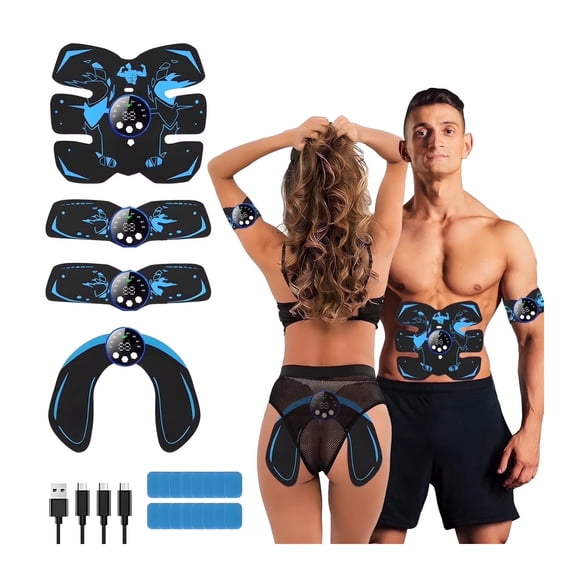 Abs Stimulator, Rechargeable Portable Auxiliary Workout Pads for Abdomen and Arm Hip Home Fitness Training for Men Women
