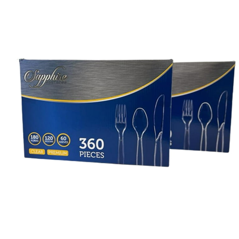 Clear Plastic Cutlery Set - (Bulk Pack 360 Pcs) Disposable Plastic