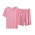 thumbnail image 5 of Sakmal Pink Pajamas Women Shorts and T-Shirt Soft Short Sleeve Cooling Pjs Solid Crew Neck Pajamas for Women, 5 of 5