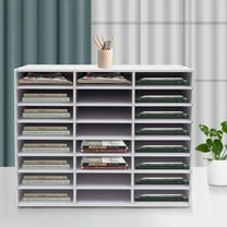 Desktop File Holder, Office Mailbox 24-compartment Literature Organizer Modern White Literature Organizer, 29*11.9*23.5in