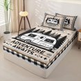 thumbnail image 3 of Manfei Cute RV Car Zipper Full Size Comforter Sets with Fitted Sheet and 2 Pillowcases,Adventure Theme Zipper Bedding Set,Black White,Reversible, 3 of 7