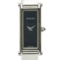 Pre-Owned Gucci 1500L Quartz Watch with Black Dial and Stainless Steel, Women's (Fair)