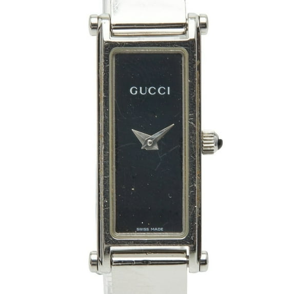 Pre-Owned Gucci 1500L Quartz Watch with Black Dial and Stainless Steel, Women's (Fair)