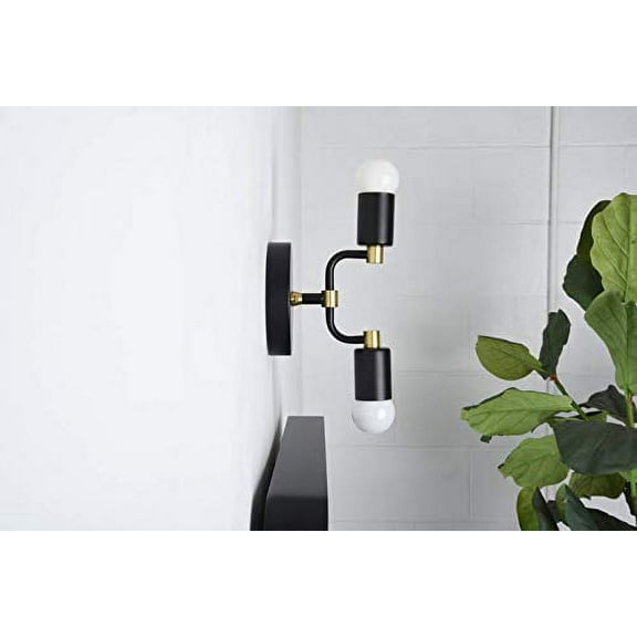 Regal Nauticaz 2-Light Wall Sconce - Minimalist Matte Black Vanity Lighting - 2 Bulb Modern Mid Century Industrial Wall Light Decor