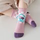 thumbnail image 5 of 5 pares de calcetines para bebés y niñas con estampado de flores y ribete de volantes, calcetines infantiles de algodón suave para otoño, color morado S (1 a 3 años), 5 of 5