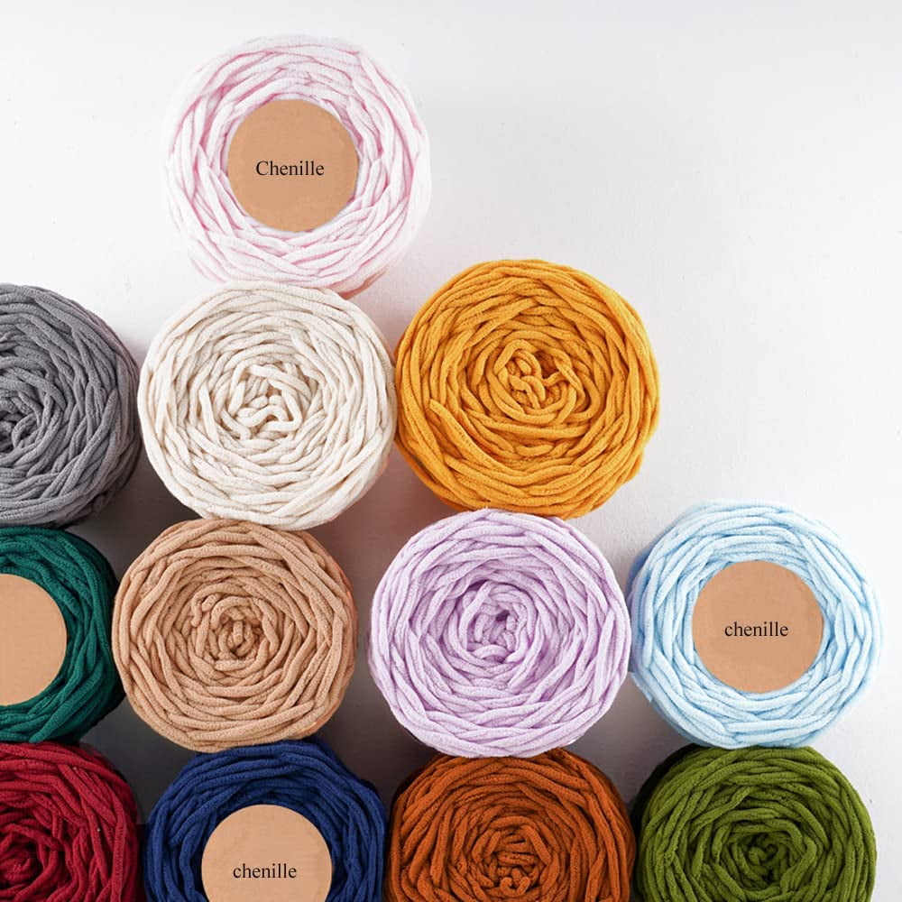 1PCS Soft Chenille Yarn Blanket Yarn,Velvet Yarn for Knitting,Yarn for  Crocheting,Crochet Yarn for Sweater/Hat/Blankets/DIY Craft(Caramel)