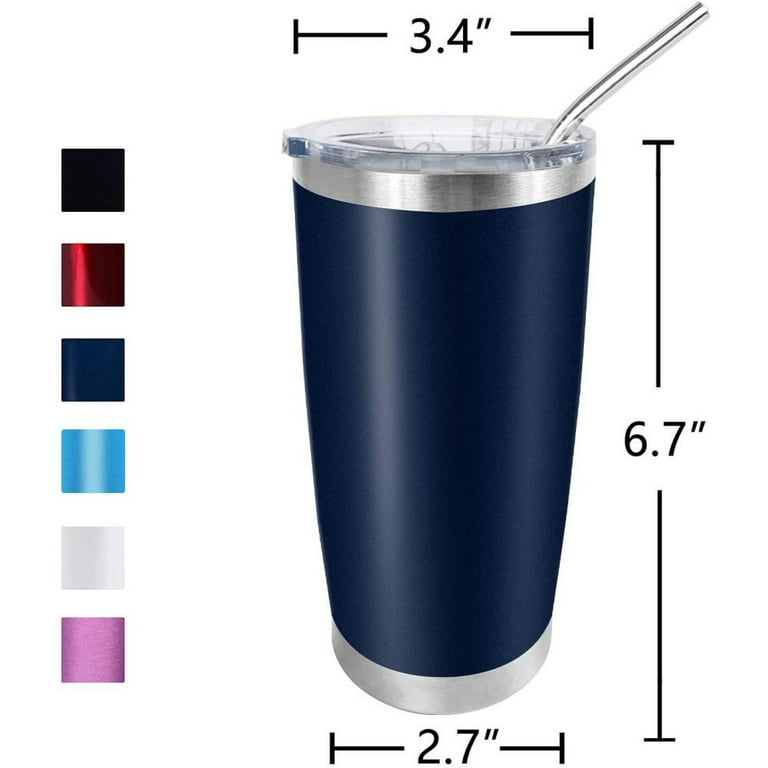 ZenBath 20oz Stainless Steel Tumbler,Vacuum Insulated Coffee Cup Tumblers  with Lid 2 Straws, Brush,Double Wall Powder Coated Travel Mug Gift for  Women Man,Thermal Cups Keep Drinks Cold & Hot 