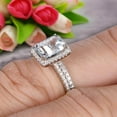 thumbnail image 5 of 2.25 Carat 7x5mm Emerald Cut Wedding Set Aquamarine Engagement Ring With Matching Band On 10k White Gold, 5 of 5