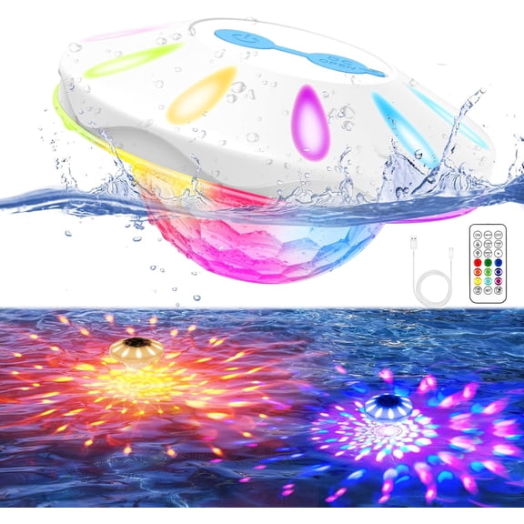 SONGAUN Floating Pool Lights, Pool Lights That Float with Remote, Rechargeable 4000mAh IP68 Waterproof Upper and Lower Color Changing Light with 6 Dynamic Lighting Effects
