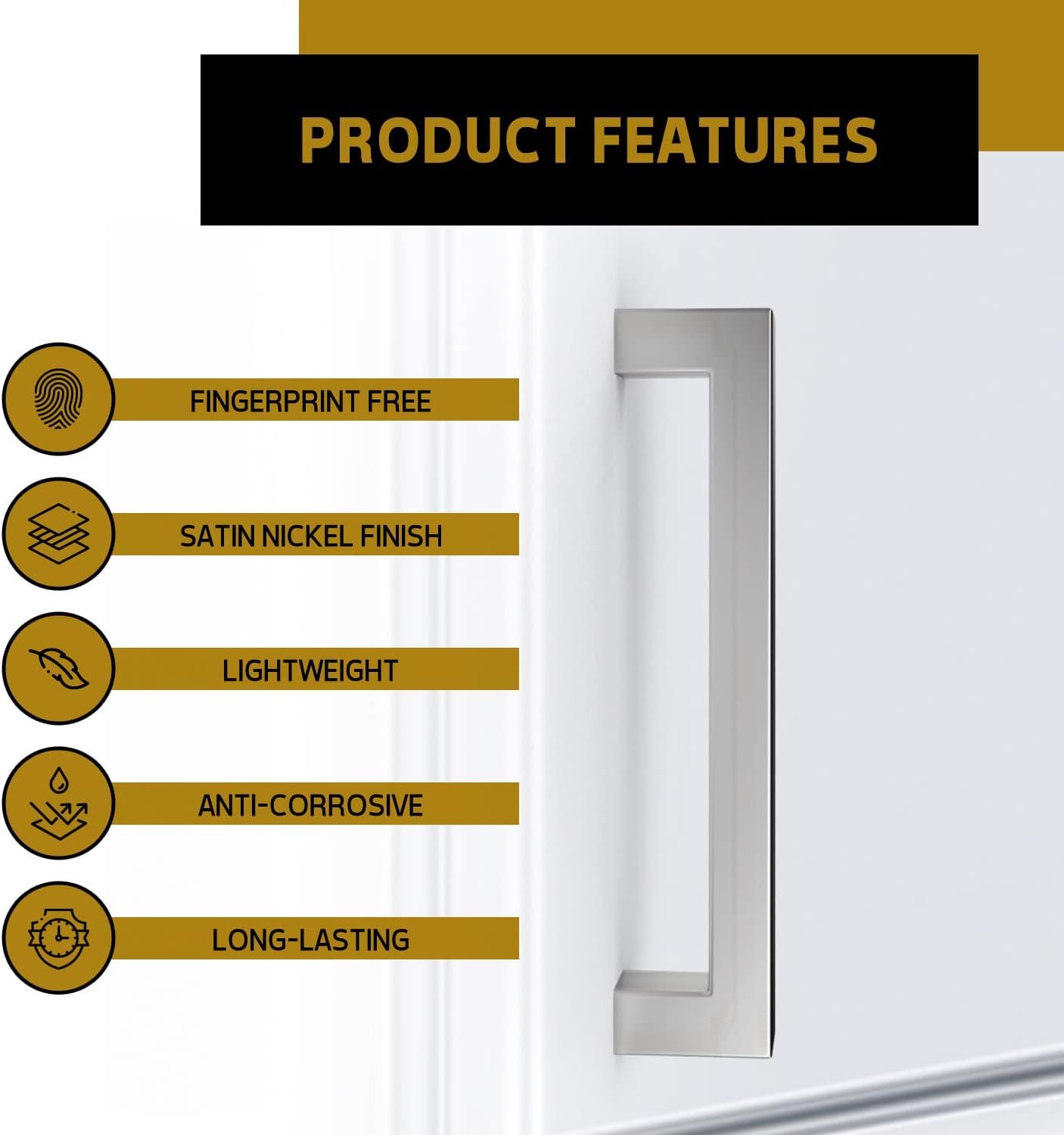 Mega Handles / Cabinet Pulls 5.5 Inch / Stainless Steel Cabinet Handle Pulls / Satin Nickel / 12 pack