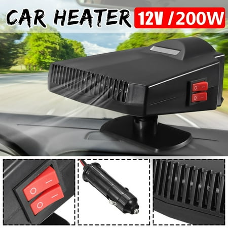 2 in 1 200W 15A PTC Ceramic Powerful Safe Dual Switch Auto Car Portable Ceramic Heater Cooler Dryer Fan Defroster Demister Cigarette