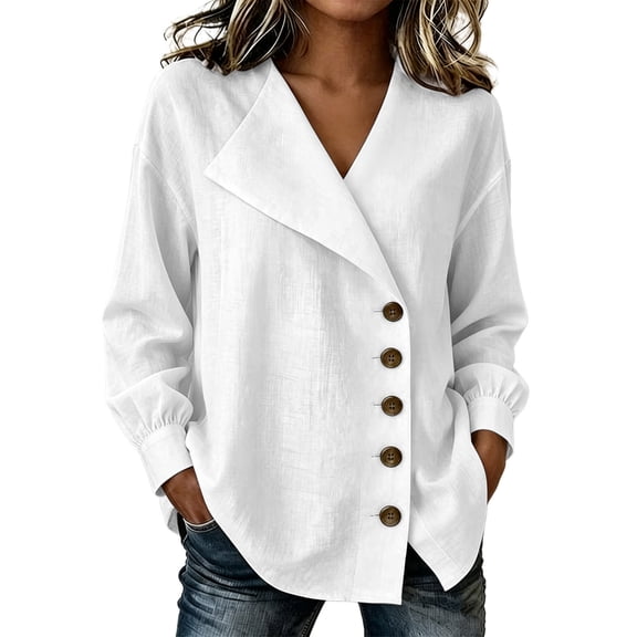 NominalSnug Button down Shirts for Women Long Sleeve Shirts Collared Dressy Casual Blouses Loose Fit Fall Tops