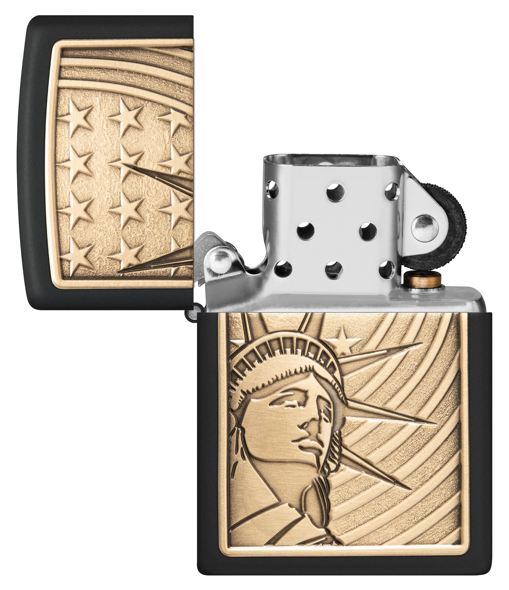Zippo Lady Liberty Emblem Black Matte Pocket Lighter