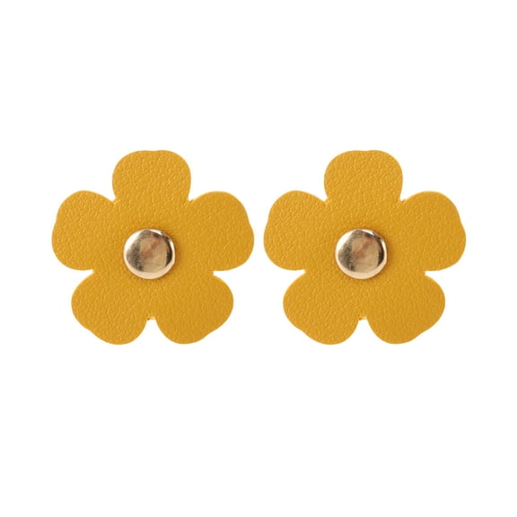 Unique Bargains 1 Pair Shoelace Charms Faux Leather Flower Fashion Shoe Accessories Yellow