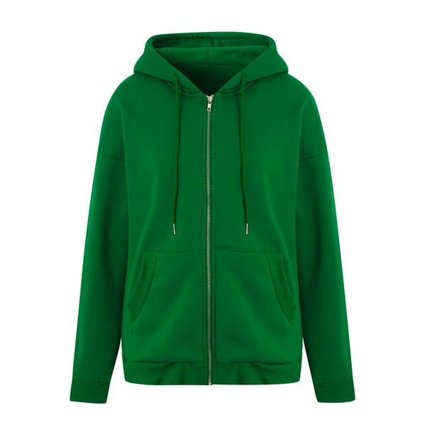 Lucakuins Abrigo Estilo Suelto para Mujer, Color Sólido Cremallera Frente Abierto Chaqueta con Capucha y Bolsillos, Negro/Marrón/Gris Lucakuins moda