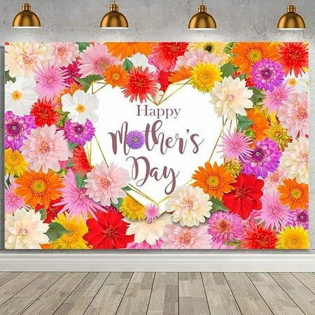 Happy Mother's Day Backdrop Tea Party Mothers Day Party Decoration Banner Pink Flower Mothers Day Photography Background Let's Partea Teacup Cupcake Decorations for Home