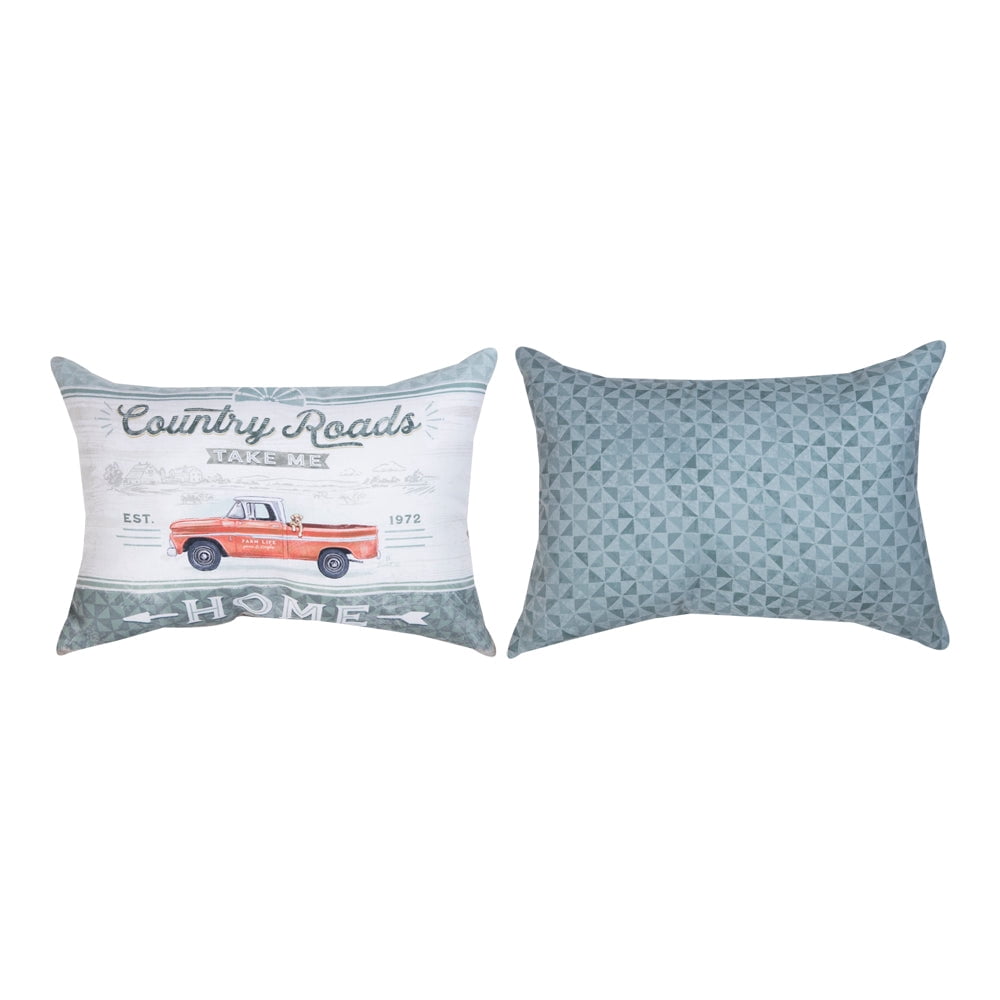 Farmhouse Living Country Roads Climaweave Pillow 18"X13" Indoor/Outdoor