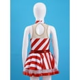 thumbnail image 5 of JanJean Kids Girls Christmas Dance Tutu Dress Sleeveless Candy Cane Striped Leotard Xmas Party Dress Red 10, 5 of 7