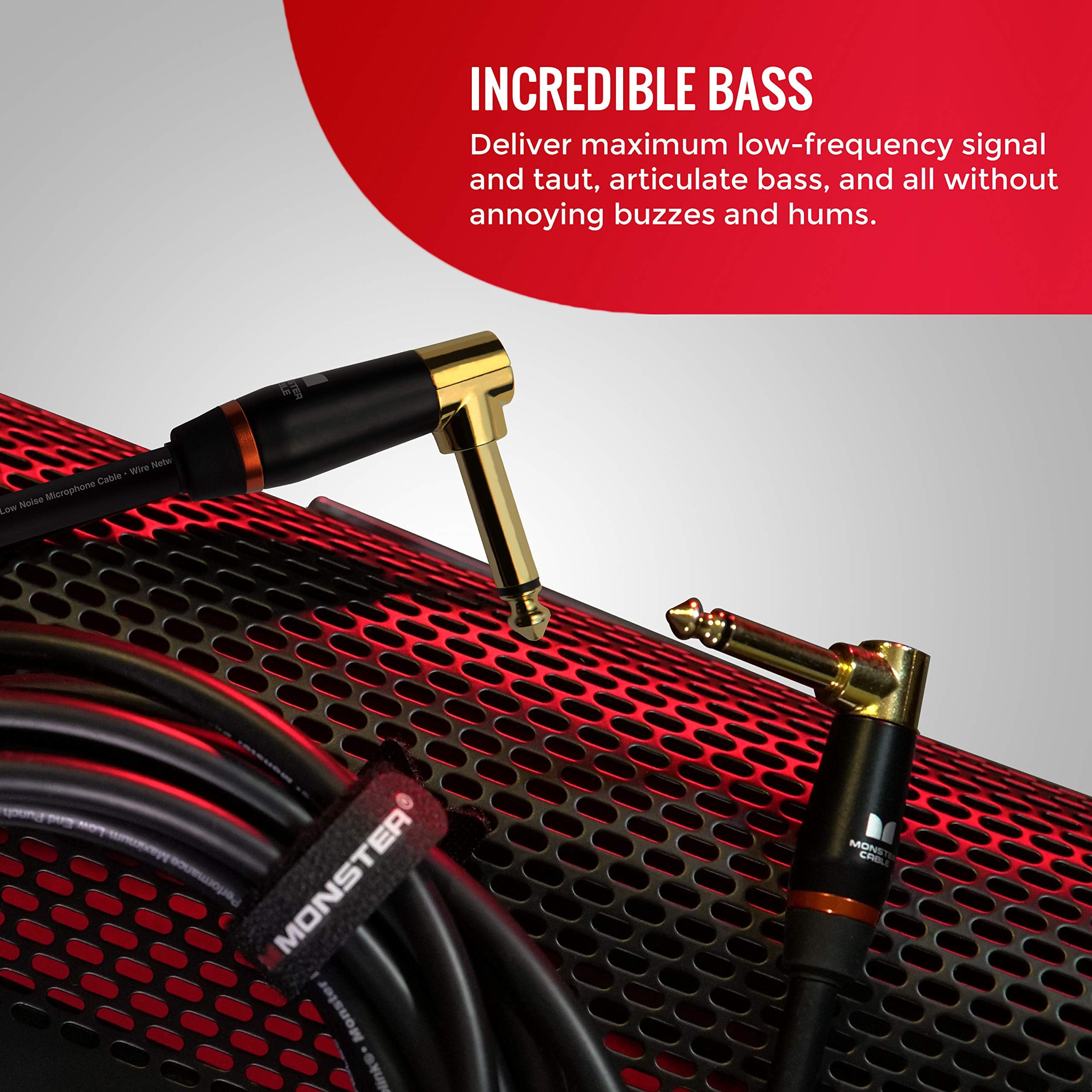 Monster Cable Prolink Bass Instrument Cable 8 in. Right Angle to Right Angle, Black