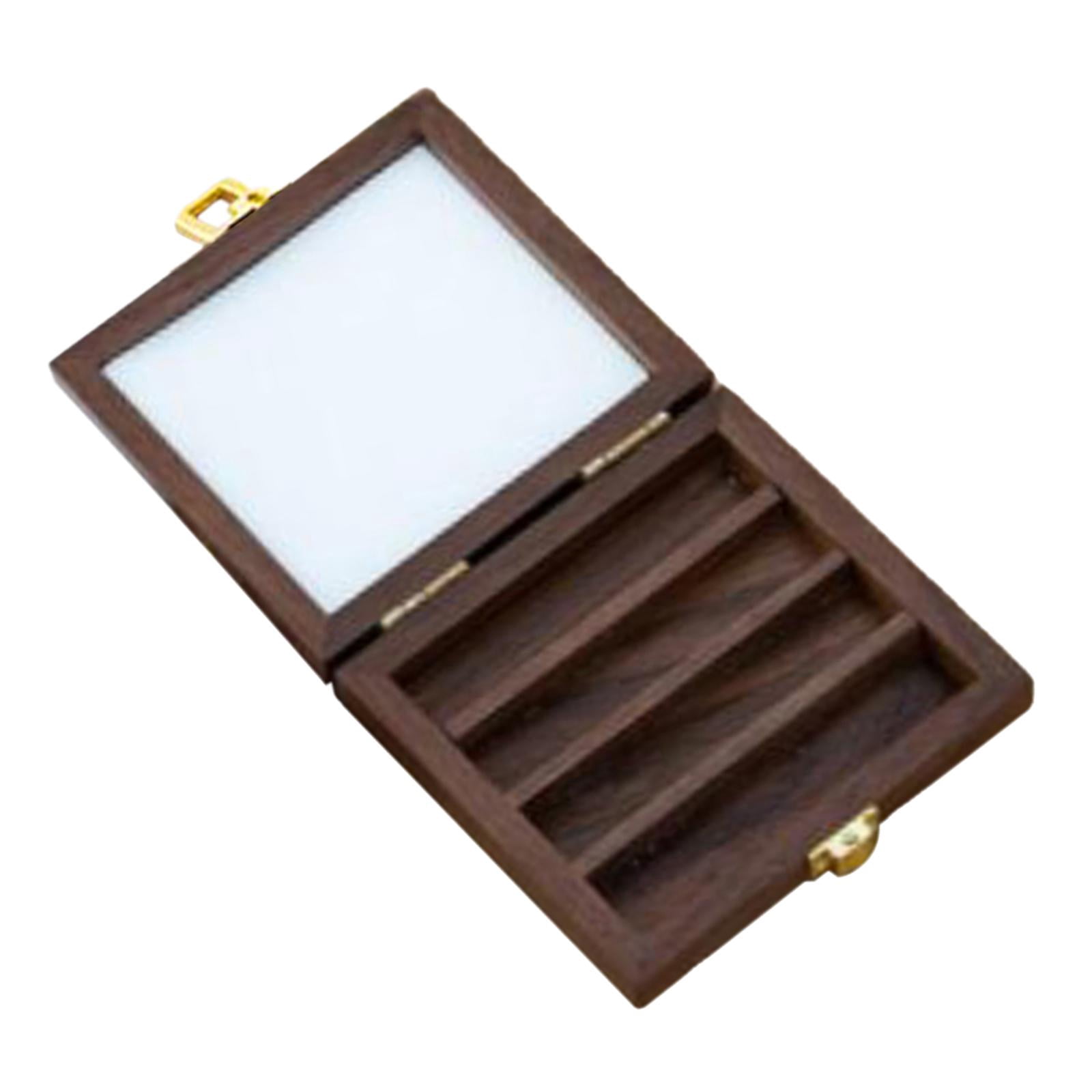 Empty Watercolor Palette with Lid Wooden Acrylic Paint Box with Mixing Area Portable Sketchbook Palette Paint Tray Box for Painters Students WITHOUT 24 Grids
