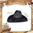 thumbnail image 3 of Guardurnaity Accesorios para fiesta pirata de Halloween, sombrero de capitán negro, sombrero triangular negro, sombrero de imitación de triángulo Sombreros, 3 of 6