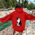 thumbnail image 2 of LUCKILY DOG Women's Long Sleeve Hoodie With Double Cat Print Pullover Sweatshirt, 2 of 6