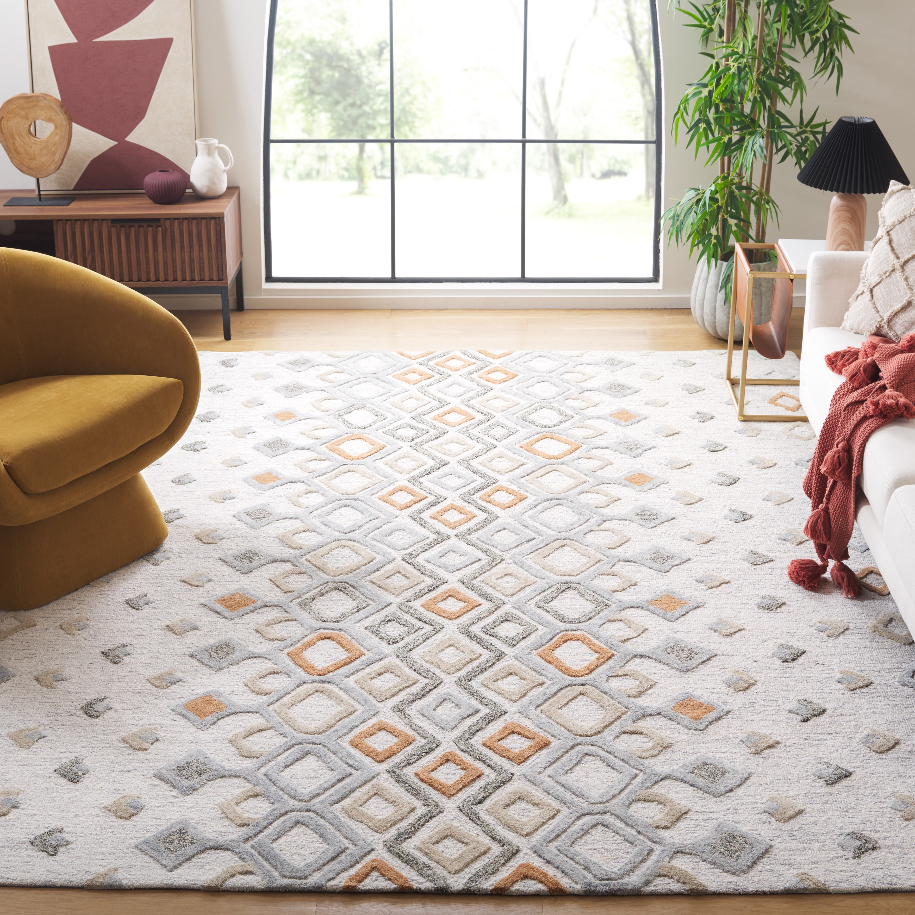 SAFAVIEH Casablanca Regina Moroccan Area Rug, Ivory/Rust, 8' x 10'