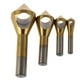 thumbnail image 2 of Juego de brocas biseladas de 4 piezas - Herramientas de avellanado de 90° chapadas en titanio HSS para metal, madera, plástico - gama 2-20mm, 2 of 9