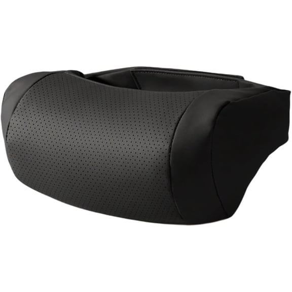 Nappa Leather Car Headrest Pillow with Breathable Perforated Design, Ergonomic Neck Support Cushion for Auto Interior Seats(Black)