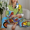 thumbnail image 6 of Uemuo Dinosaur Riding a Motorcycle Pattern Womens Pajama Sets,PJ Set for Women,Pajamas for Women Logo,Long Sleeve Pajama Set for Women,Soft Long Sleeve Top With Pants-Medium, 6 of 9