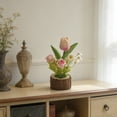 thumbnail image 7 of Tarmeek Artificial Silk Tulip Plant in Pink Pot - Realistic Faux Potted Greenery for Living Room, Office Desk, Kitchen Countertop, Bedroom Shelf Home Accent, 7 of 7