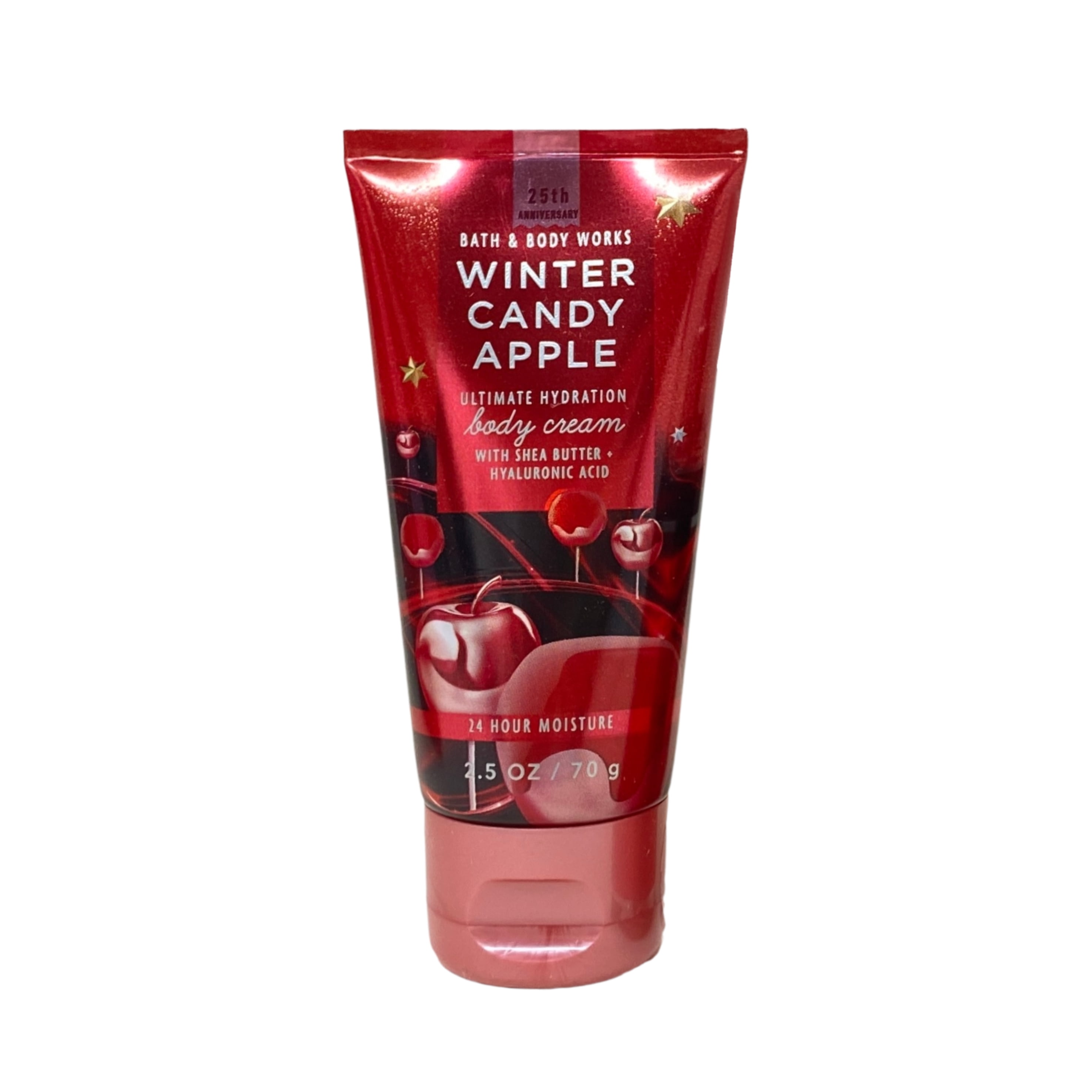 Bath & Body Works Winter Candy Apple 2 Ultimate Hydration Body Creams with a Peach Gardenia Mini Soap - Travel Size
