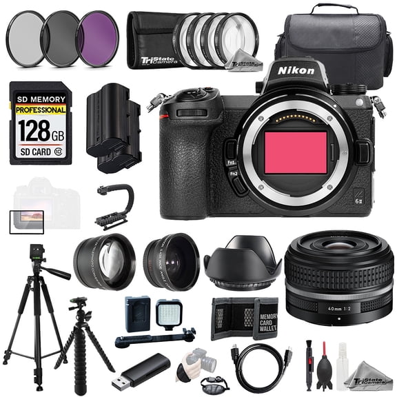Nikon Z6 II   Z 40mm f/2 (SE) Lens 128GB Ext Bat 9 PC Filtr MEGA Kit (International Version)