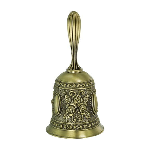 Hand Bell, 1pcs Dinner Bell Call Bell Vintage Carved Metal for Dinner Service Church Christmas, Bronze