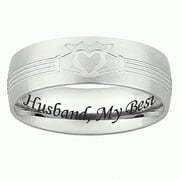 Personalized Men's Engraved Claddagh Band in Stainless Steel