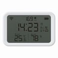 thumbnail image 4 of Bedroom Tuya WiFi Temperature Humidity Light Detection Alarm Clock 4 In 1 Intelligent Sensors Home Household Desk Bedroom Living Room Temerature Humidity Sensors Time Date Display, 4 of 7